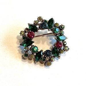 Vintage Multicolor Rhinestone Brooch
